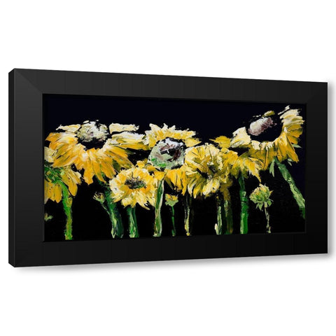 Sunflower Field on Black Black Modern Wood Framed Art Print with Double Matting by Chapman, Marcy