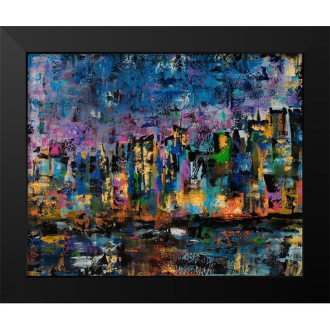 New York Abstract Black Modern Wood Framed Art Print by Chapman, Marcy