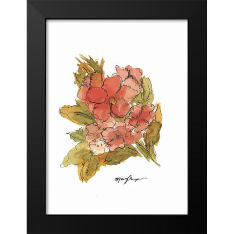 Coral Floral  Black Modern Wood Framed Art Print by Chapman, Marcy