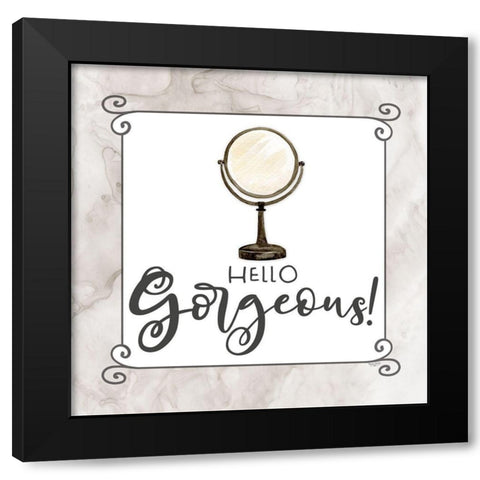 Bath Humor Hello  Gorgeous Black Modern Wood Framed Art Print with Double Matting by Reed, Tara