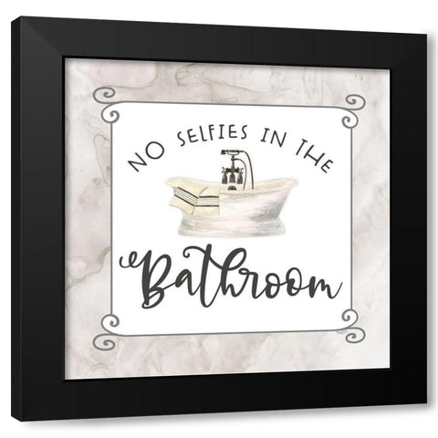 Bath Humor No Selfies Black Modern Wood Framed Art Print by Reed, Tara