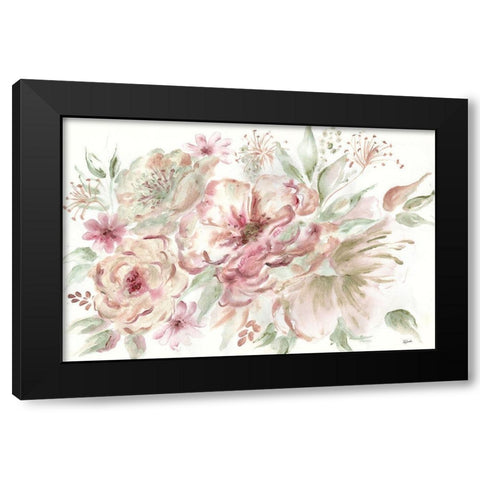 Rose Gold Floral Landscape Black Modern Wood Framed Art Print by Tre Sorelle Studios