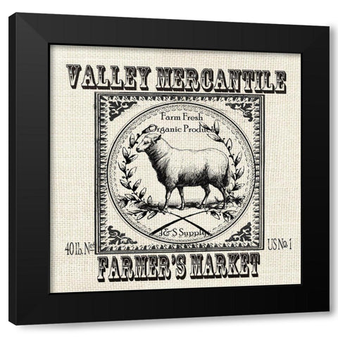 Farmhouse Grain Sack Label Sheep Black Modern Wood Framed Art Print with Double Matting by Tre Sorelle Studios