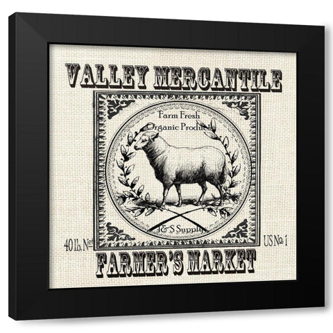 Farmhouse Grain Sack Label Sheep Black Modern Wood Framed Art Print by Tre Sorelle Studios
