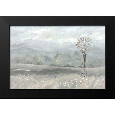 Country Meadow Windmill Landscape Neutral Black Modern Wood Framed Art Print by Coulter, Cynthia