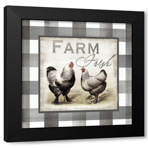 Buffalo Check Farm House Chickens Neutral II Black Modern Wood Framed Art Print with Double Matting by Tre Sorelle Studios