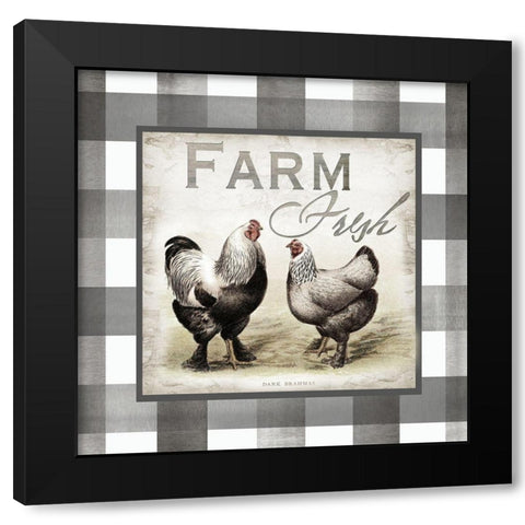 Buffalo Check Farm House Chickens Neutral II Black Modern Wood Framed Art Print by Tre Sorelle Studios