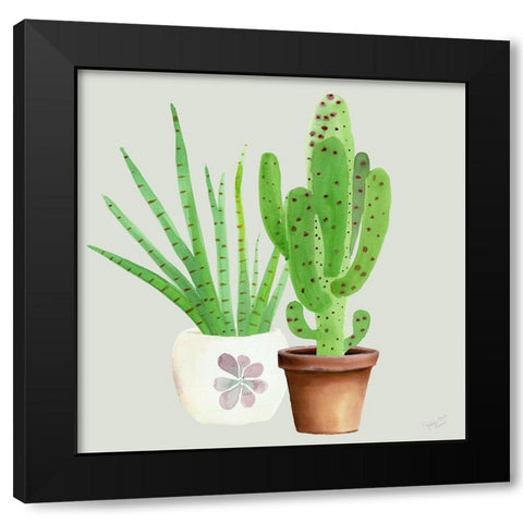 Succulent Symphony II clean Black Modern Wood Framed Art Print with Double Matting by Cusson, Marie Elaine