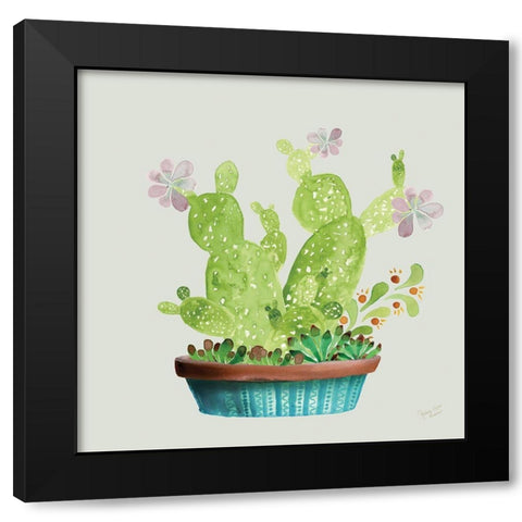Succulent Symphony III clean Black Modern Wood Framed Art Print with Double Matting by Cusson, Marie Elaine