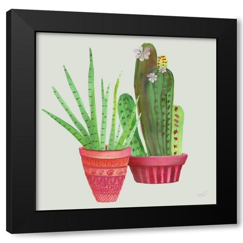 Succulent Symphony IV clean Black Modern Wood Framed Art Print with Double Matting by Cusson, Marie Elaine