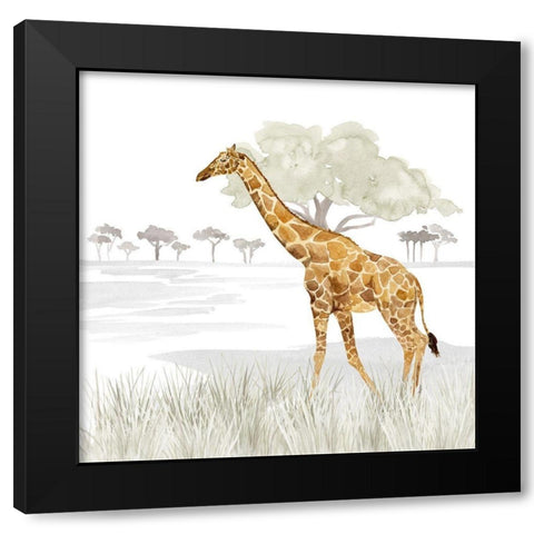 Serengeti Giraffe Square Black Modern Wood Framed Art Print with Double Matting by Reed, Tara