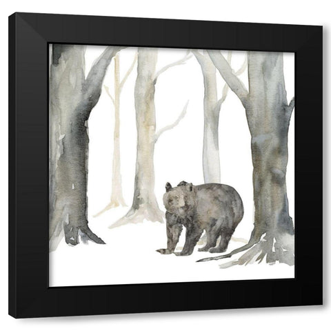 Winter Forest Bear Black Modern Wood Framed Art Print with Double Matting by Reed, Tara