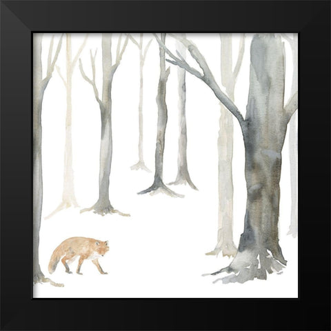 Winter Forest Fox Black Modern Wood Framed Art Print by Reed, Tara