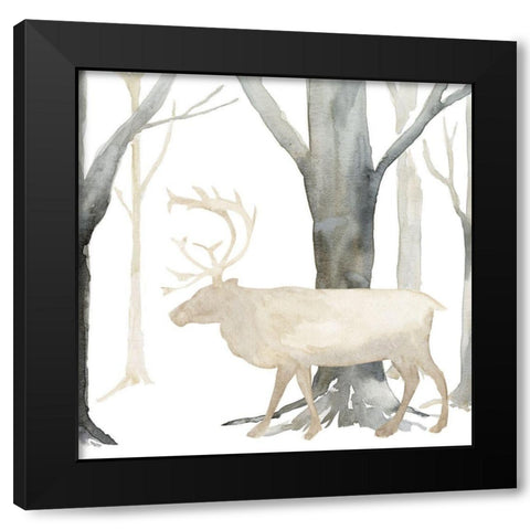 Winter Forest Elk Black Modern Wood Framed Art Print with Double Matting by Reed, Tara