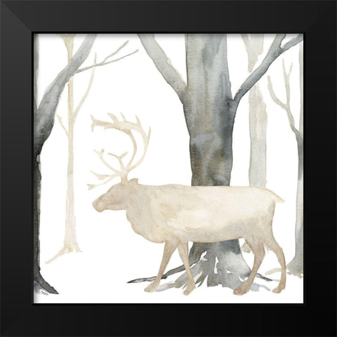 Winter Forest Elk Black Modern Wood Framed Art Print by Reed, Tara