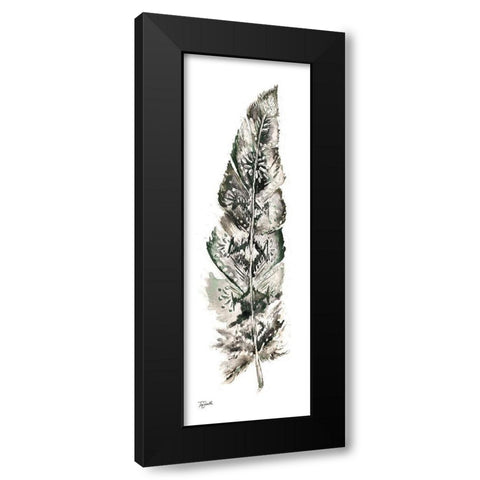 Tribal Feather Neutral Panel I Black Modern Wood Framed Art Print with Double Matting by Tre Sorelle Studios