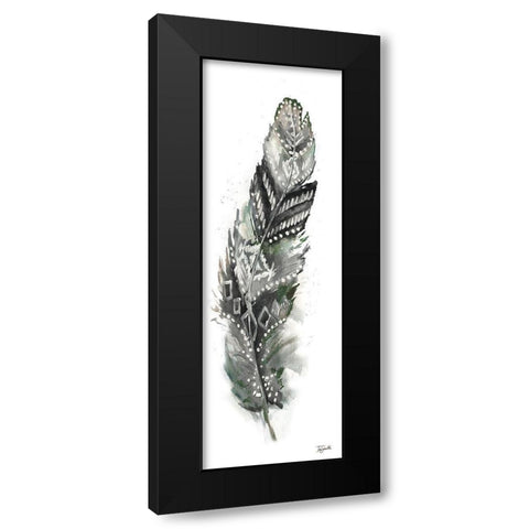 Tribal Feather Neutral Panel II Black Modern Wood Framed Art Print with Double Matting by Tre Sorelle Studios