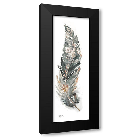 Tribal Feather Neutral Panel IV Black Modern Wood Framed Art Print by Tre Sorelle Studios