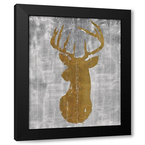 Rustic Lodge Animals Deer Head on Grey Black Modern Wood Framed Art Print by Cusson, Marie Elaine