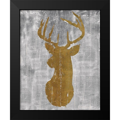 Rustic Lodge Animals Deer Head on Grey Black Modern Wood Framed Art Print by Cusson, Marie Elaine