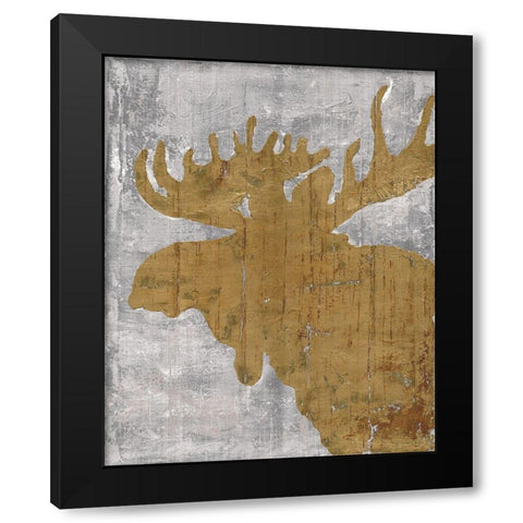 Rustic Lodge Animals Moose on Grey Black Modern Wood Framed Art Print by Cusson, Marie Elaine
