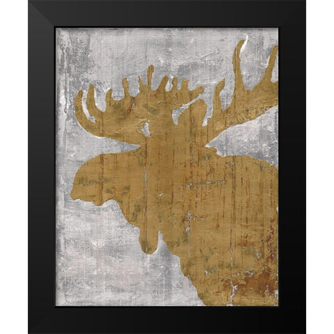 Rustic Lodge Animals Moose on Grey Black Modern Wood Framed Art Print by Cusson, Marie Elaine