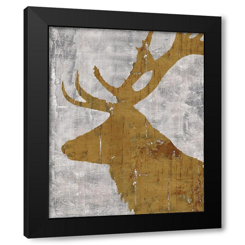 Rustic Lodge Animals Deer on Grey Black Modern Wood Framed Art Print by Cusson, Marie Elaine