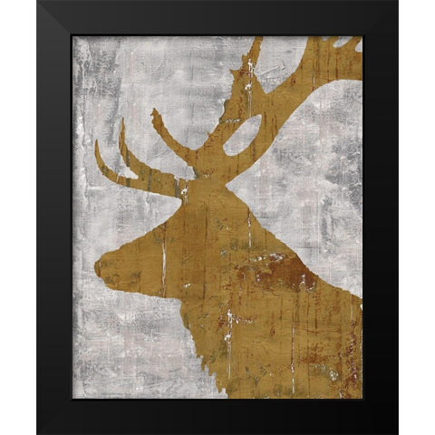 Rustic Lodge Animals Deer on Grey Black Modern Wood Framed Art Print by Cusson, Marie Elaine