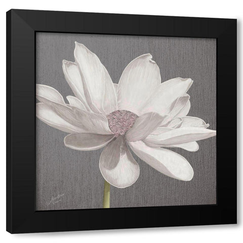 Vintage Lotus on Grey I Black Modern Wood Framed Art Print by Cusson, Marie Elaine