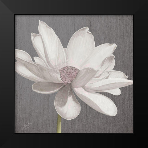 Vintage Lotus on Grey I Black Modern Wood Framed Art Print by Cusson, Marie Elaine