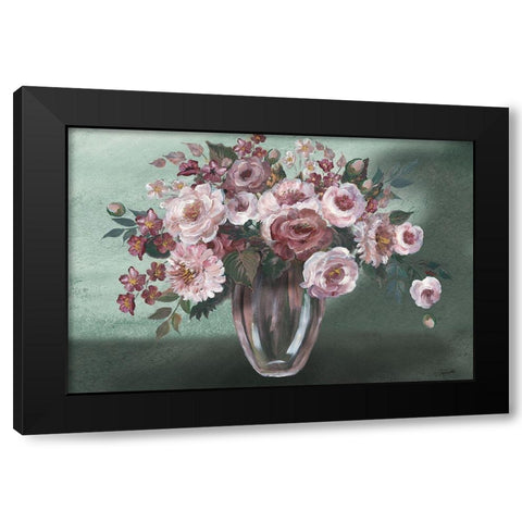 Romantic Moody Florals Landscape Black Modern Wood Framed Art Print by Tre Sorelle Studios