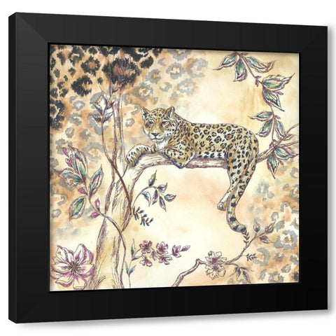 Leopard on neutral I Black Modern Wood Framed Art Print by Tre Sorelle Studios