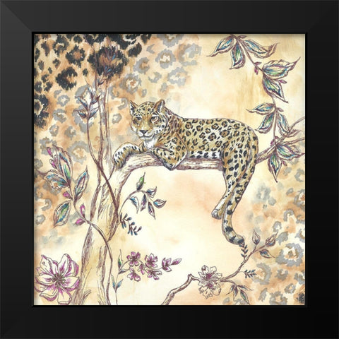 Leopard on neutral I Black Modern Wood Framed Art Print by Tre Sorelle Studios
