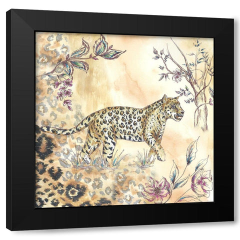 Leopard on neutral II Black Modern Wood Framed Art Print by Tre Sorelle Studios