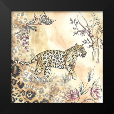 Leopard on neutral II Black Modern Wood Framed Art Print by Tre Sorelle Studios