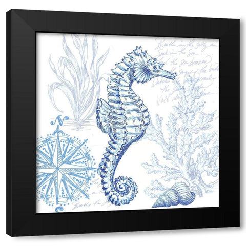 Coastal Sketchbook Sea Horse Black Modern Wood Framed Art Print by Tre Sorelle Studios