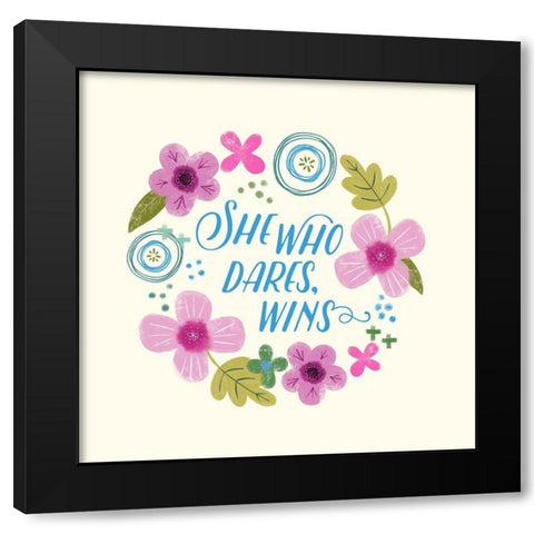 Fierce Girl Pink II Black Modern Wood Framed Art Print by Noonday Design