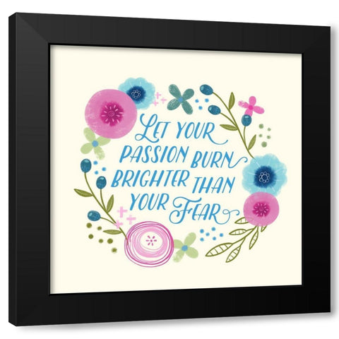 Fierce Girl Pink III Black Modern Wood Framed Art Print with Double Matting by Noonday Design