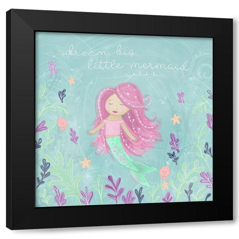 Mermaid and Octopus I Black Modern Wood Framed Art Print with Double Matting by Hartworks