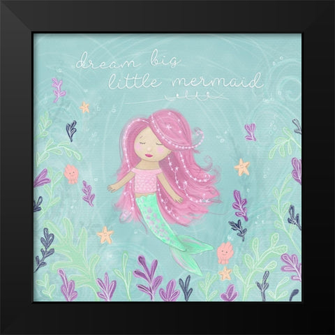 Mermaid and Octopus I Black Modern Wood Framed Art Print by Hartworks