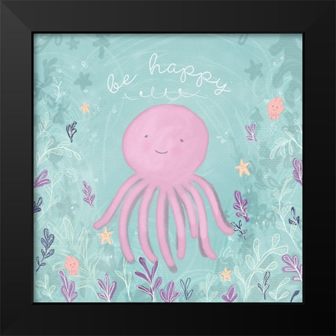 Mermaid and Octopus II Black Modern Wood Framed Art Print by Hartworks