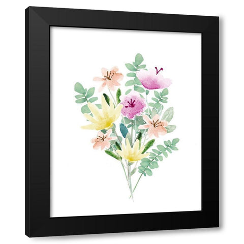Flower Burst II Black Modern Wood Framed Art Print by Hartworks