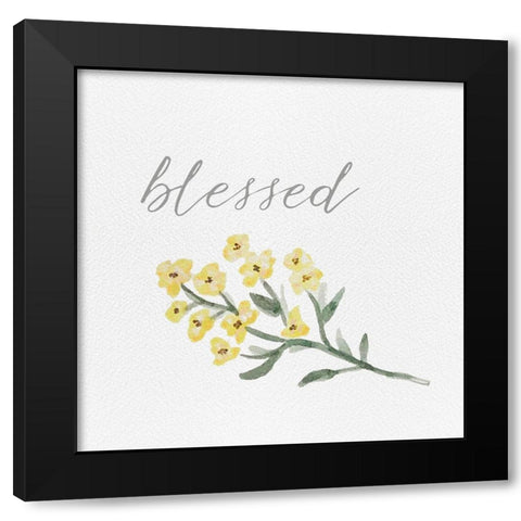 Wildflowers and Sentiment I Black Modern Wood Framed Art Print by Hartworks