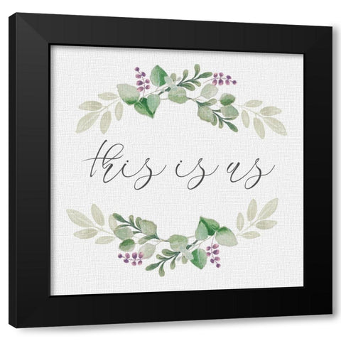 Botanical Wreath This is Us Black Modern Wood Framed Art Print with Double Matting by Hartworks