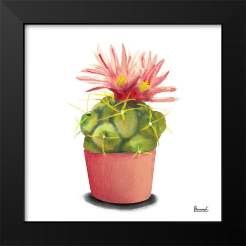 Cactus Flowers I Black Modern Wood Framed Art Print by Bannarot