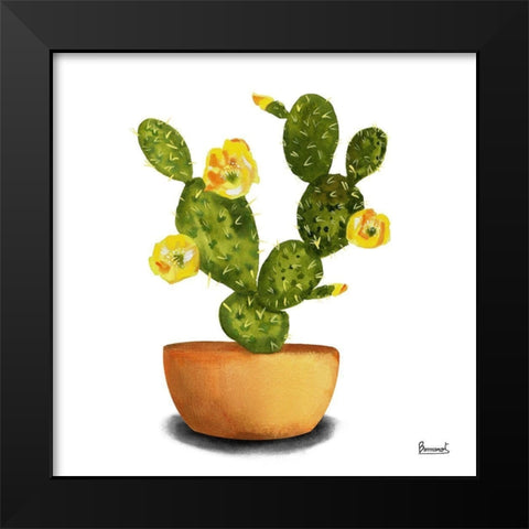 Cactus Flowers III Black Modern Wood Framed Art Print by Bannarot