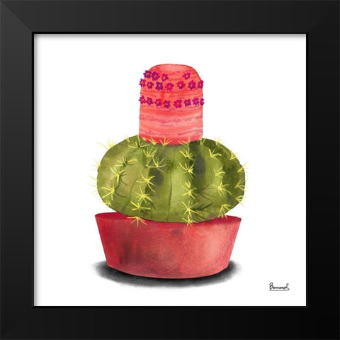 Cactus Flowers IV Black Modern Wood Framed Art Print by Bannarot
