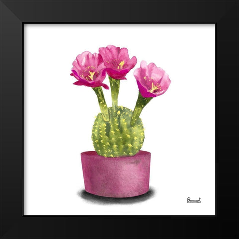 Cactus Flowers V Black Modern Wood Framed Art Print by Bannarot