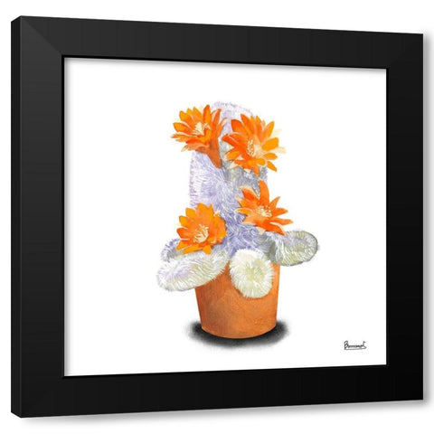 Cactus Flowers VI Black Modern Wood Framed Art Print by Bannarot