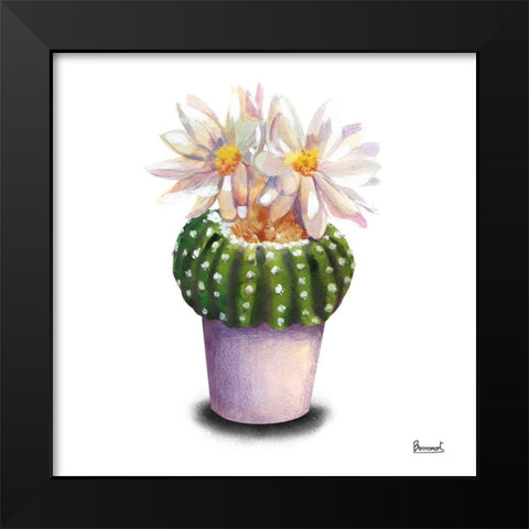 Cactus Flowers IX Black Modern Wood Framed Art Print by Bannarot